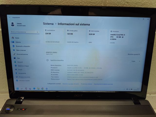 Notebook ACER Intel i3 SSD 240GB Ram 8GB Borsa