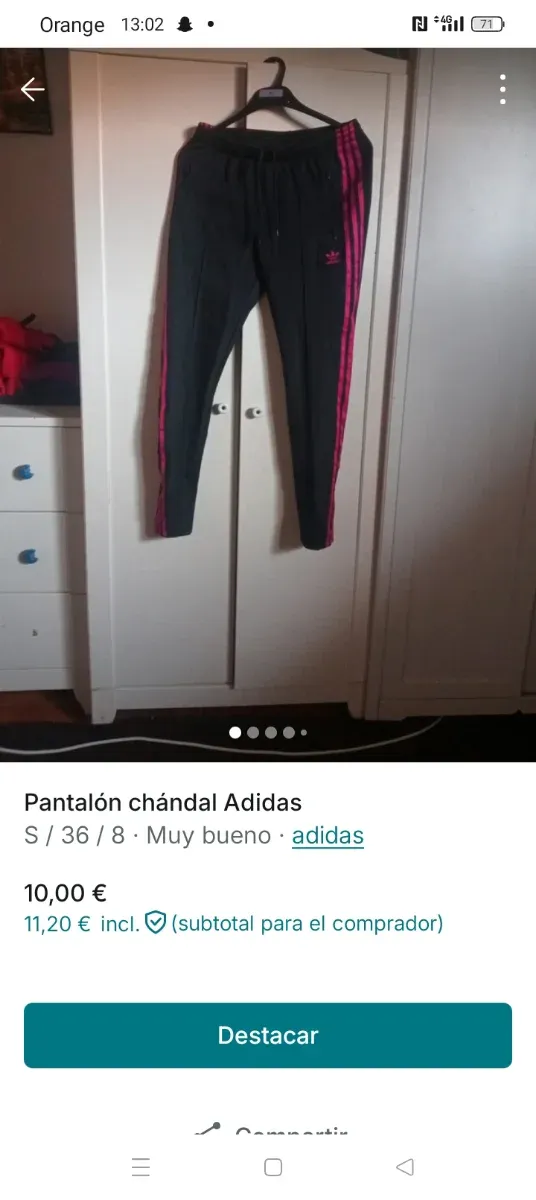 Pantalón Adidas chándal negro y rosa