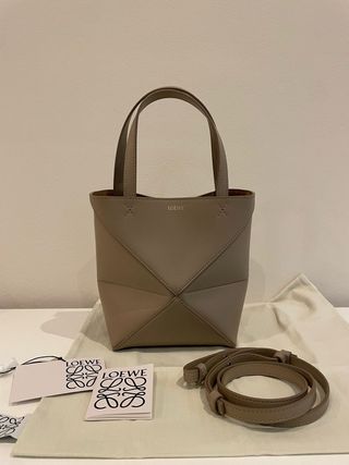Bolso Loewe Puzzle Fold Tote Mini Arena Beige