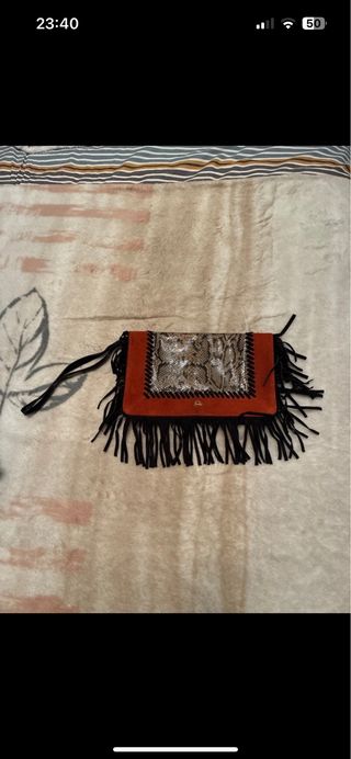 Bolso de mano piel vuelta naranja