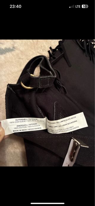 Bolso de mano piel vuelta naranja