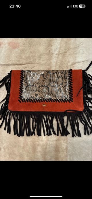 Bolso de mano piel vuelta naranja