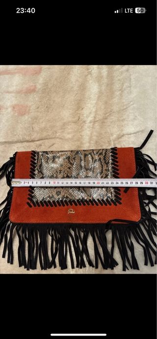 Bolso de mano piel vuelta naranja