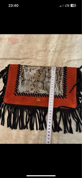 Bolso de mano piel vuelta naranja