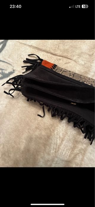 Bolso de mano piel vuelta naranja