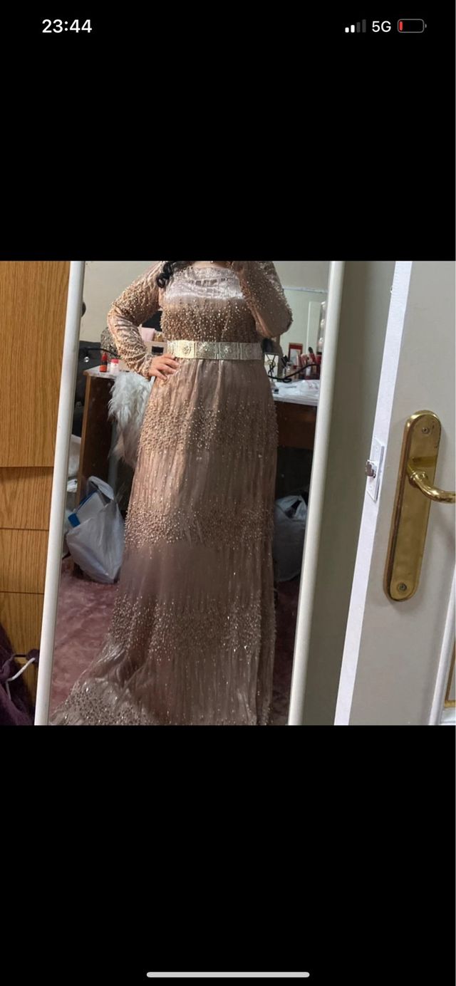 Caftán Prestige Beige y Dorado