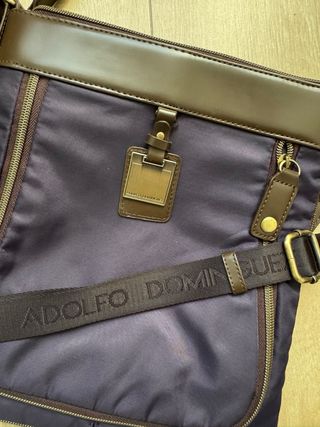 Bolso Adolfo Domínguez Azul metálico y Marrón