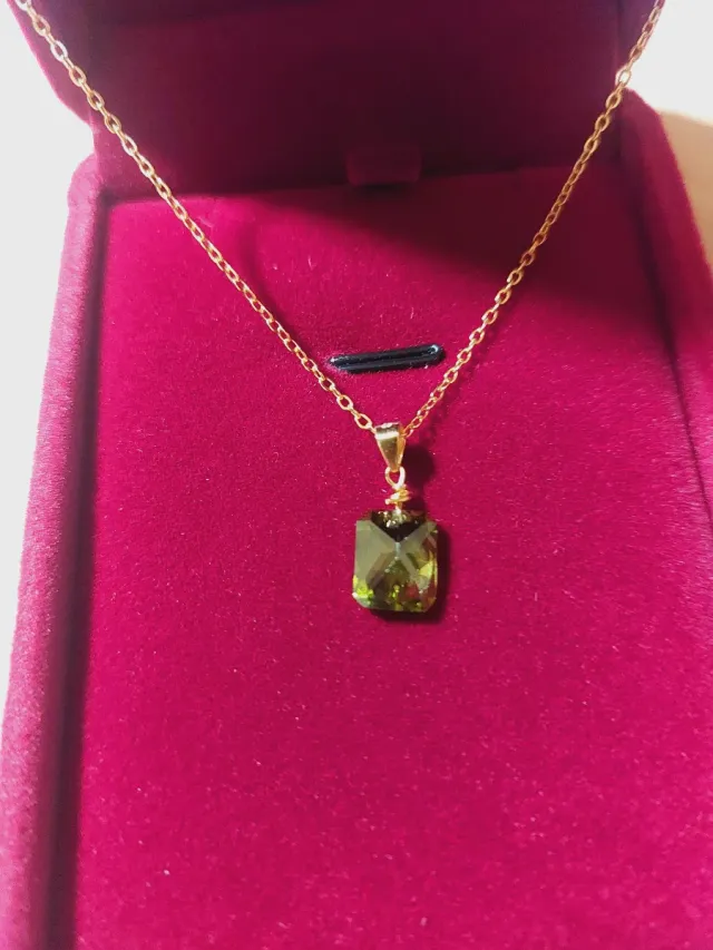 Collar Plata 925 Baño Oro 18k  Turmalina y estuche