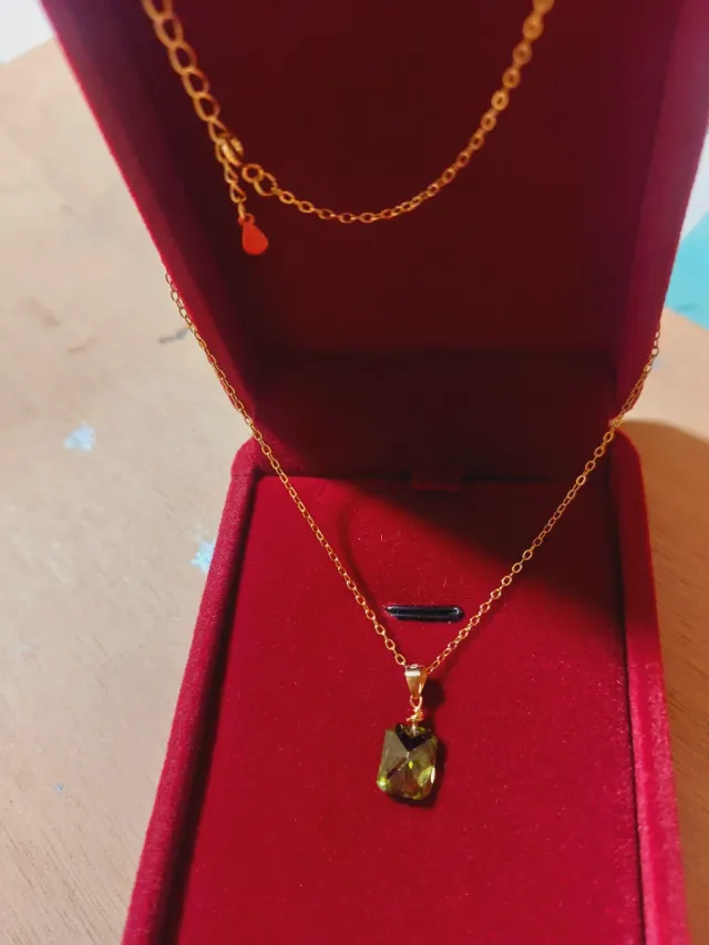 Collar Plata 925 Baño Oro 18k  Turmalina y estuche