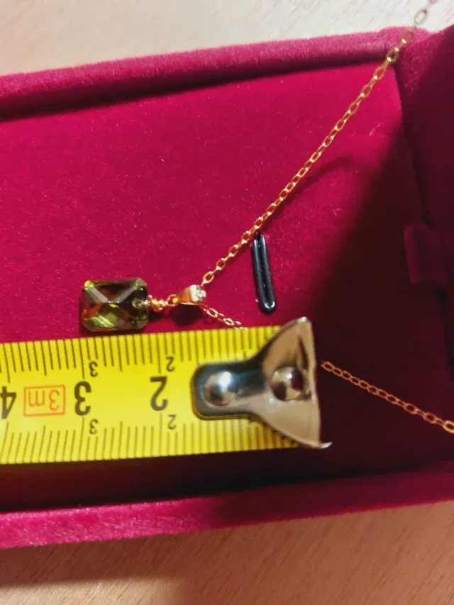 Collar Plata 925 Baño Oro 18k  Turmalina y estuche