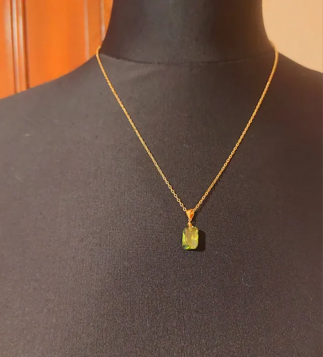 Collar Plata 925 Baño Oro 18k  Turmalina y estuche