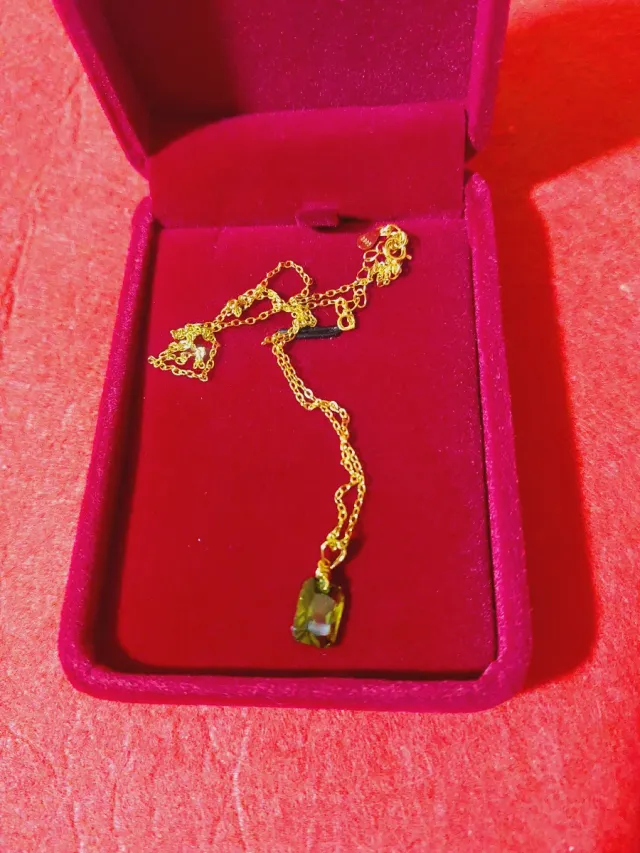 Collar Plata 925 Baño Oro 18k  Turmalina y estuche