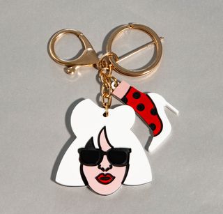 Portachiavi donna cappelli chiari con tacco e pois