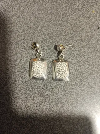 Pendientes Plata 925 Rectangulares Brillantes
