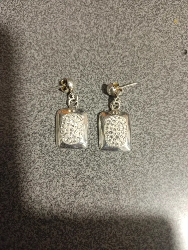 Pendientes Plata 925 Rectangulares Brillantes