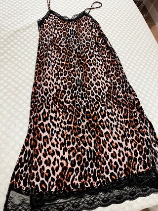 Vestido lencero estampado leopardo