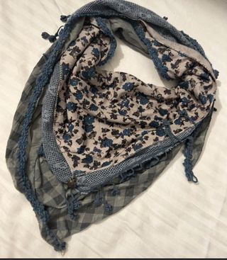 Foulard donna fantasia floreale blu grigio