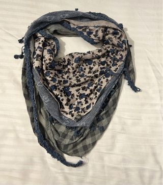 Foulard donna fantasia floreale blu grigio
