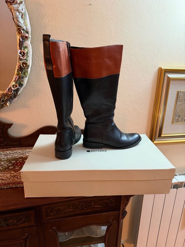 Stivali Persona pelle nero/marrone donna