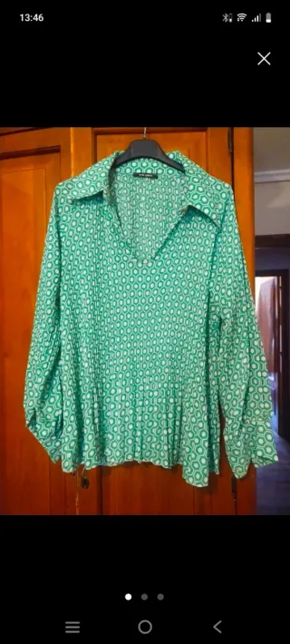 Blusa Gasa Verde y Blanca