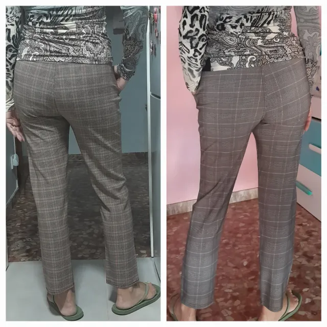 Pantalones de cuadros marrones y grises