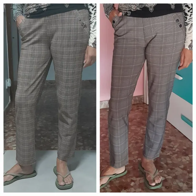 Pantalones de cuadros marrones y grises