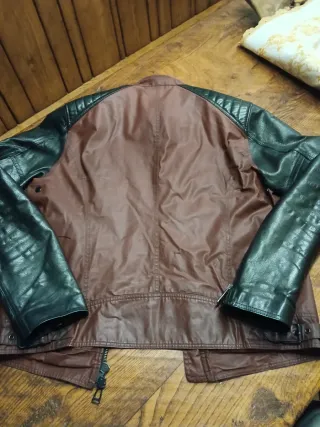 Giacca uomo vera pelle nera e bordeaux