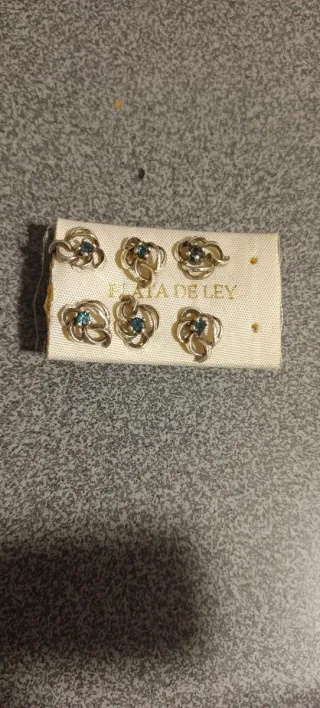 Pendientes Plata Ley Flor Azul