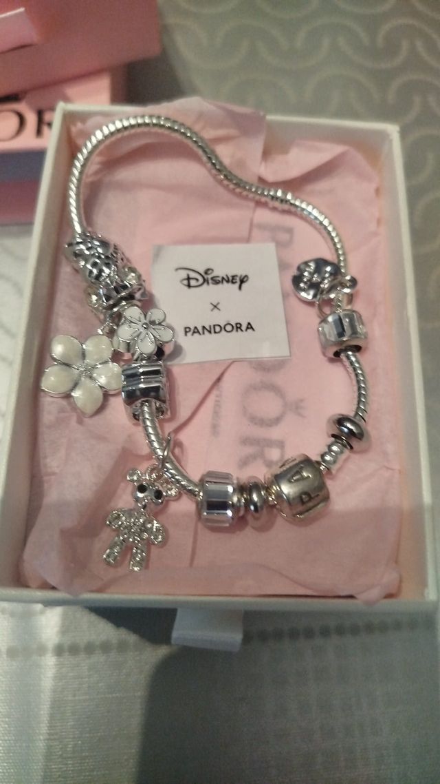 Pulsera Pandora Disney Plata y Blanco