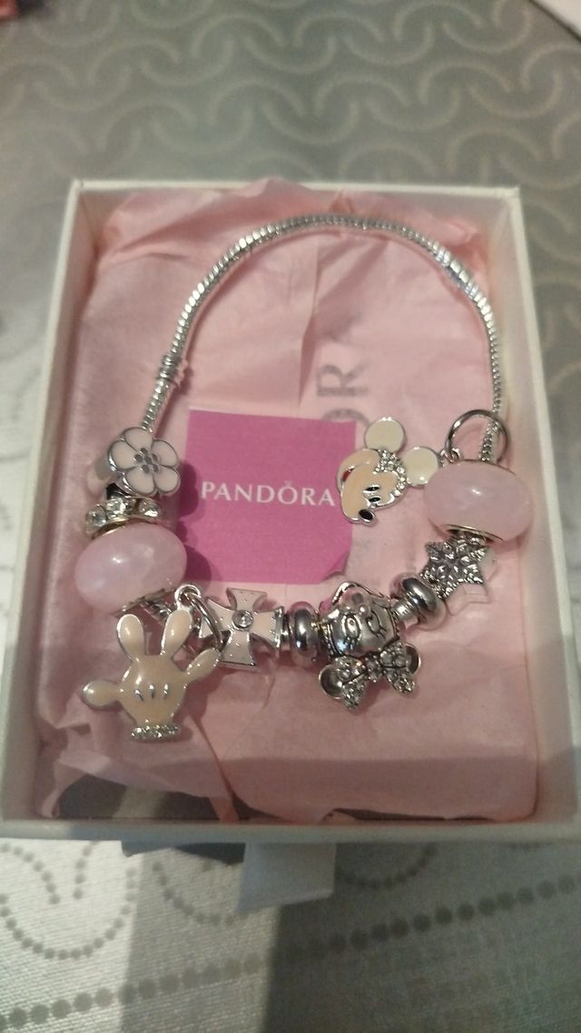 Pulsera Pandora Disney Plata y Blanco