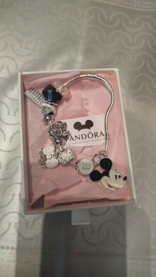Pulsera Pandora Disney Plata y Blanco