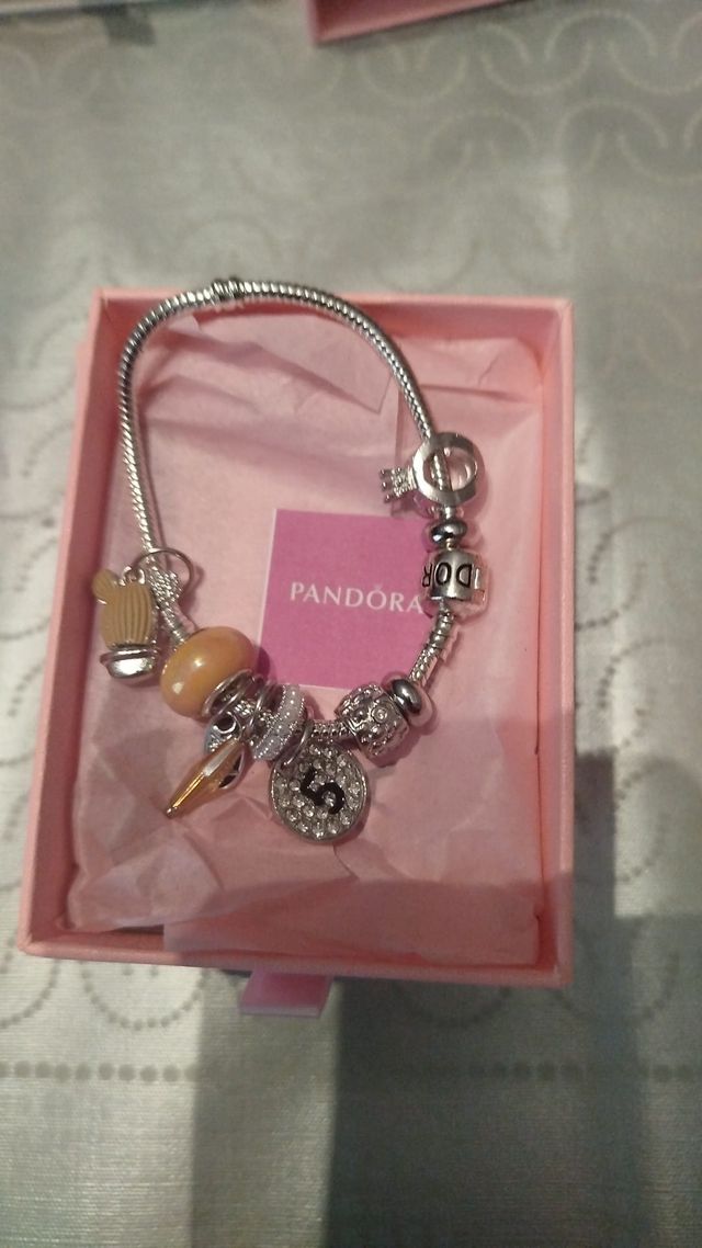Pulsera Pandora Disney Plata y Blanco