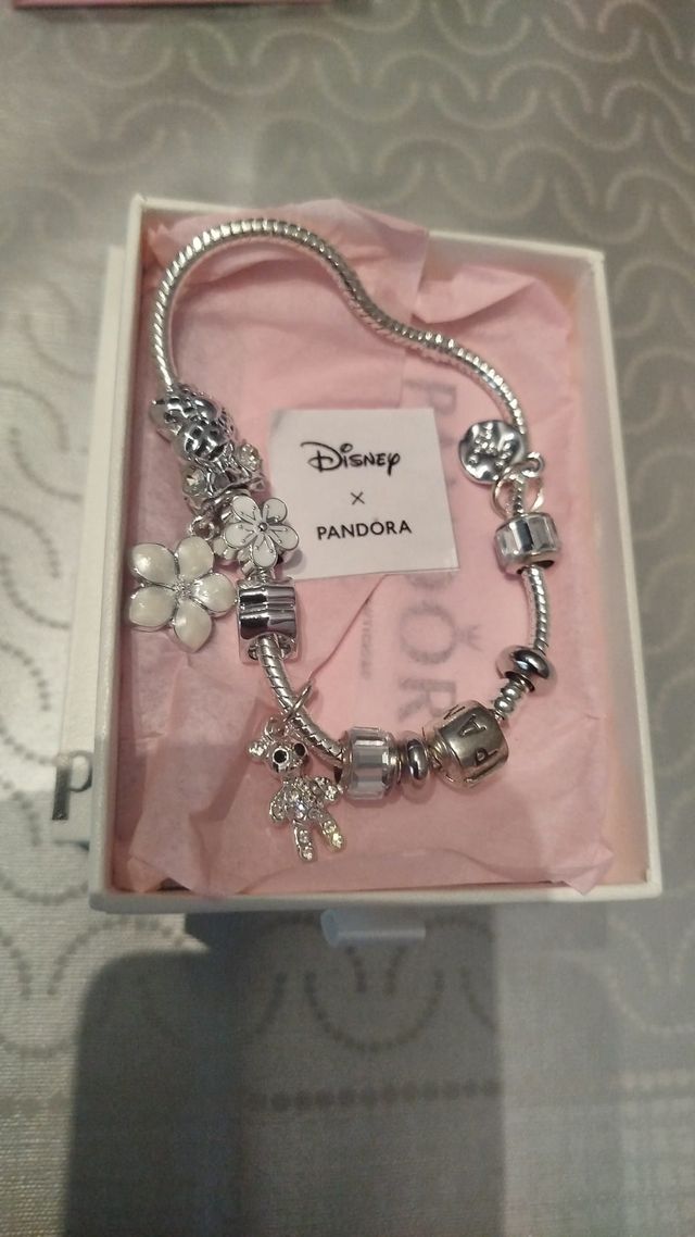 Pulsera Pandora Disney Plata y Blanco