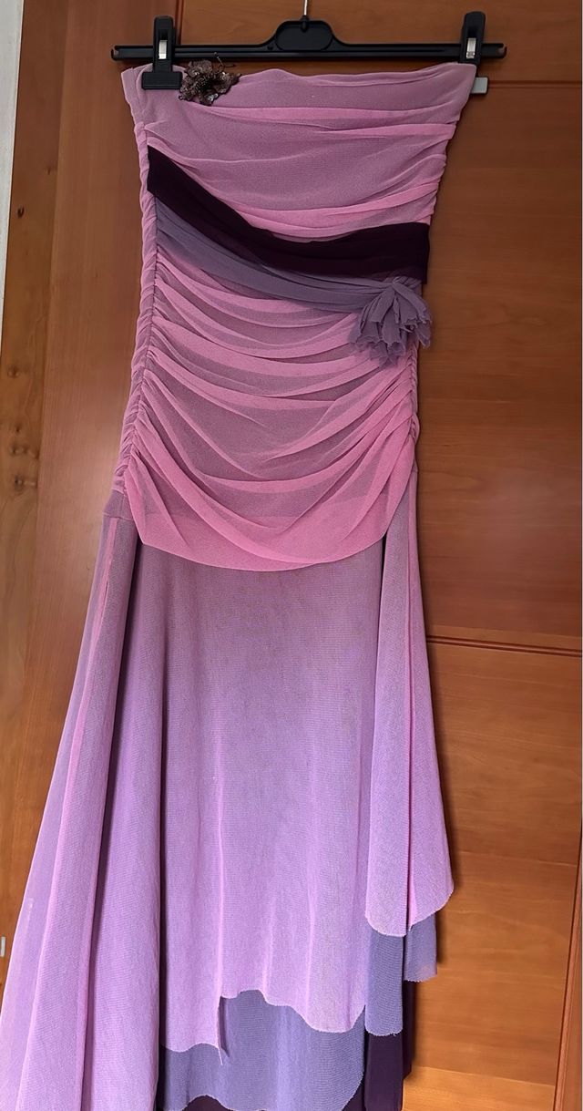 Vestido gasa degradado rosa y morado