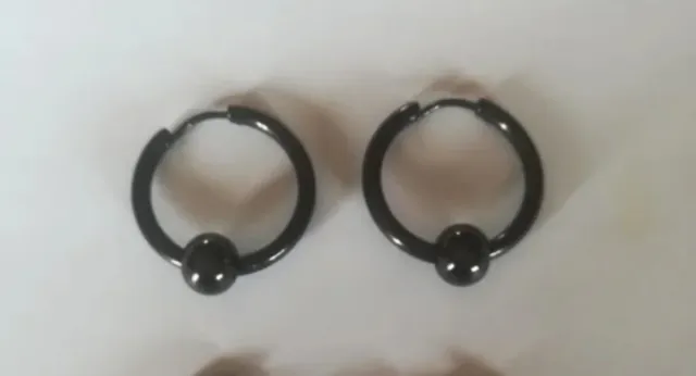 Pendientes Aro Acero con Bola Negra