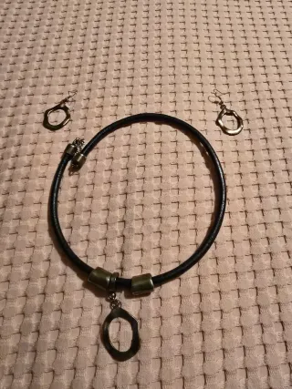 Conjunto Colar e Brincos Castanho/Dourado