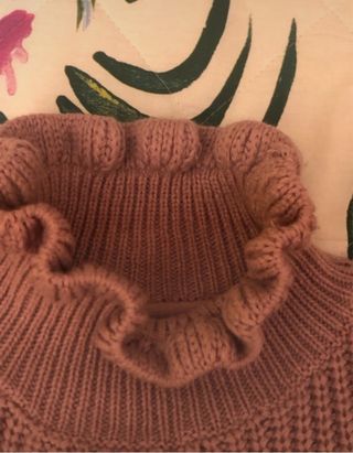 Maglione lungo collo alto rosa