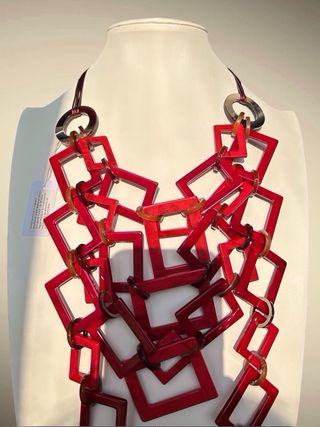 Collana donna con maglie quadrate rosse