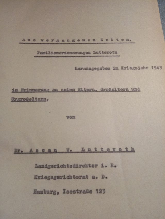 gottfried lutteroth briefe/ aus vergangenen zeiten