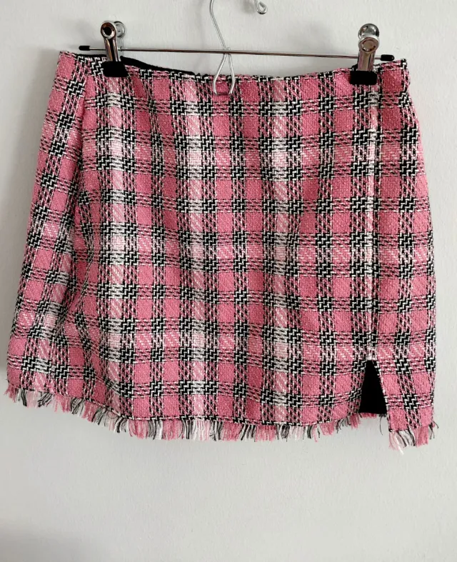 Falda cuadros rosa