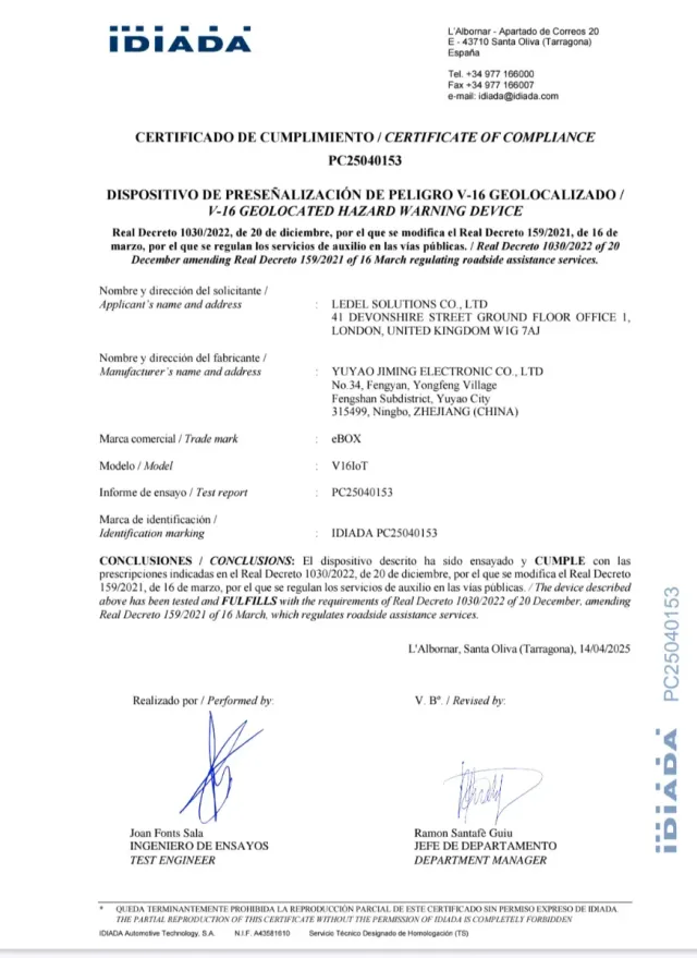 Baliza V16 Homologada y Certificadaa DGT EB2503