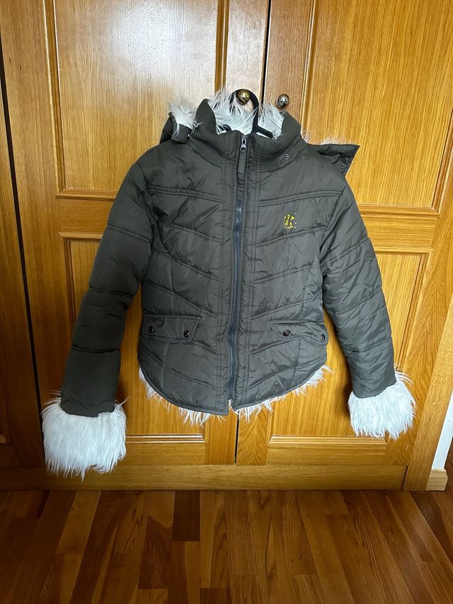 Abrigo plumas mujer con pelo y capucha talla s