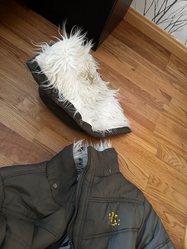 Abrigo plumas mujer con pelo y capucha talla s