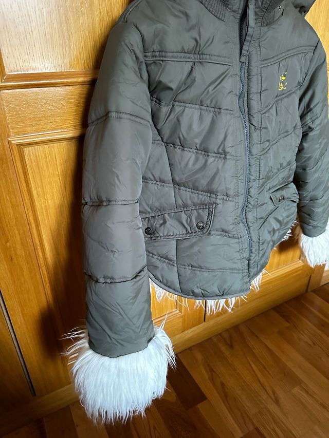 Abrigo plumas mujer con pelo y capucha talla s