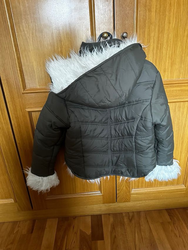 Abrigo plumas mujer con pelo y capucha talla s