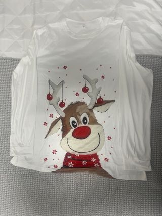 Pijama reno Navidad blanco y rojo