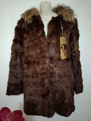 Chaqueta de piel marrón mujer