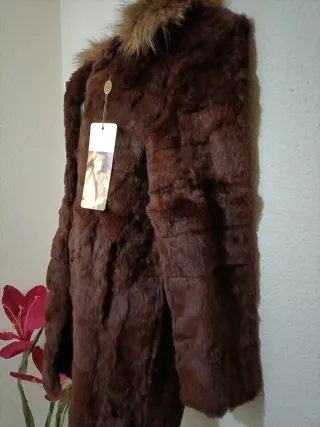 Chaqueta de piel marrón mujer