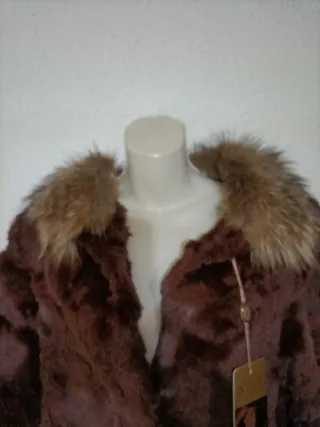 Chaqueta de piel marrón mujer