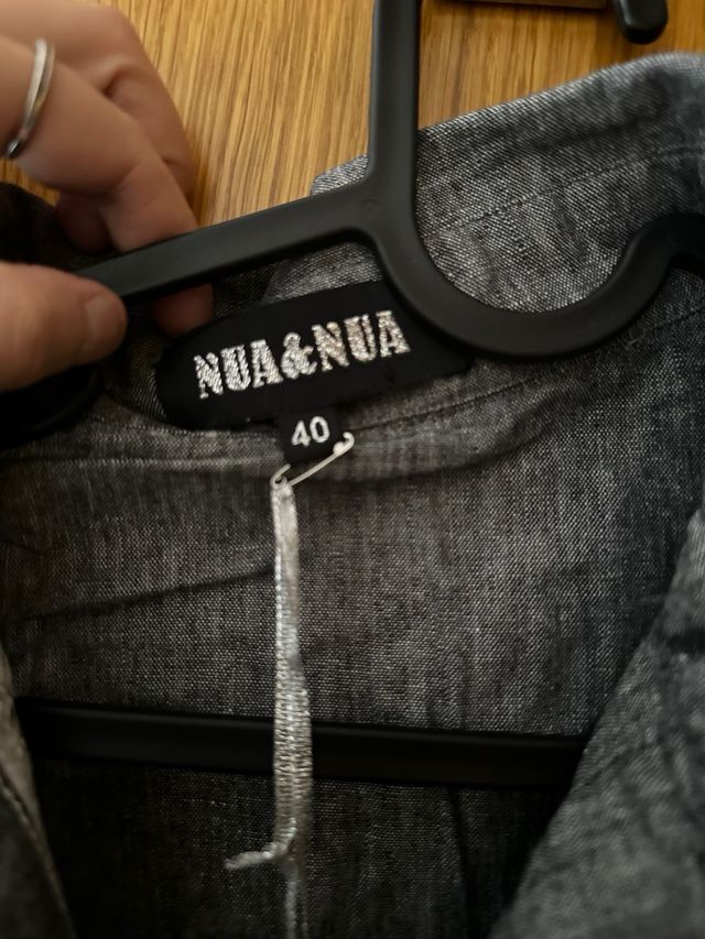 Camisa lino gris mujer nueva con etiquetas talla L